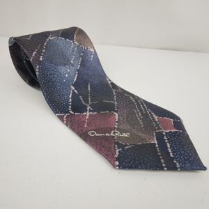 Oscar de la Renta Tie Men Necktie Designer Signed Logo Vintage